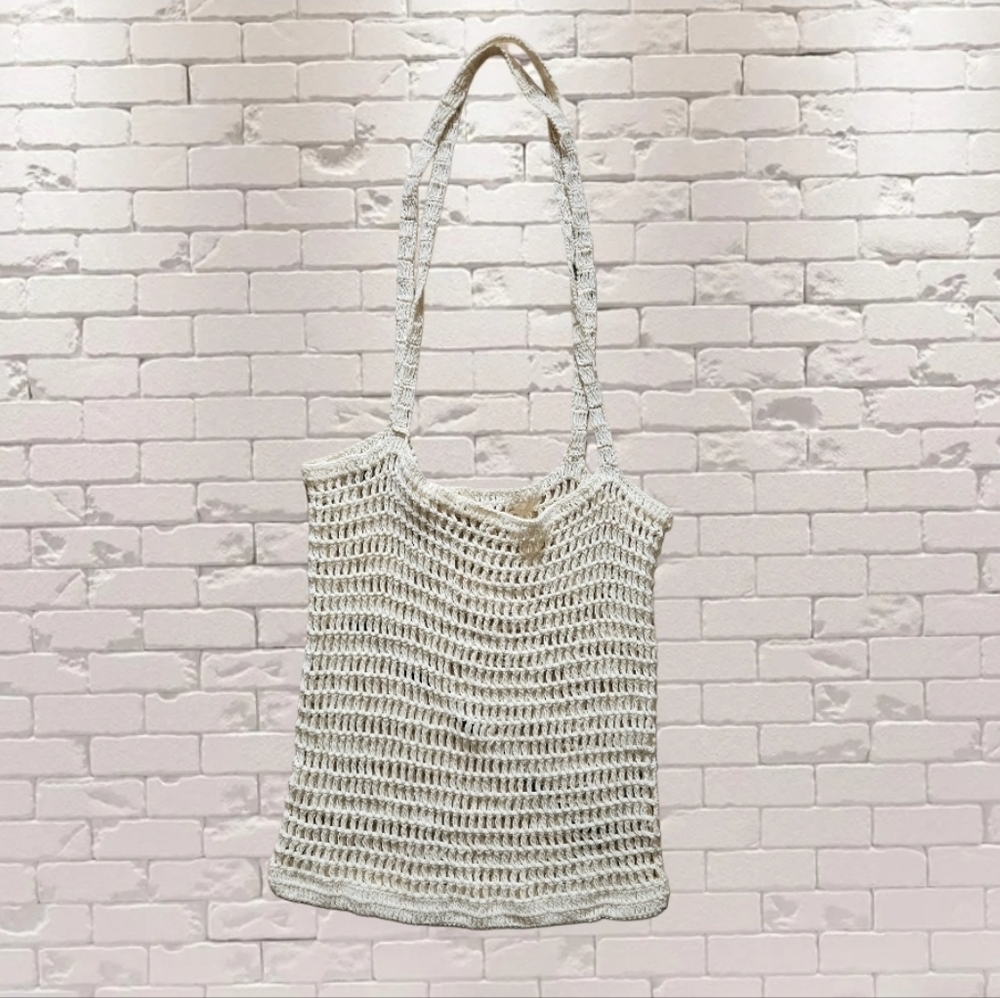 Chic Cream Knit Tote Bag